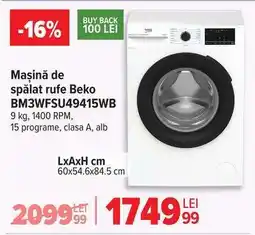 Carrefour Mașină de spălat rufe Beko BM3WFSU49415WB Ofertă