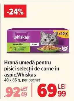 Carrefour Hrană umedă pentru pisici selecții de carne în aspic, Whiskas Ofertă