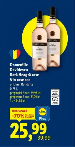 Lidl Domeniile Davidescu Rară Neagră rose Vin rose sec Ofertă