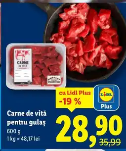 Lidl Carne de vitǎ pentru gulaş Ofertă