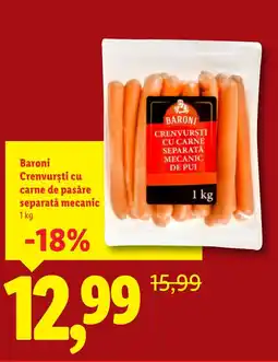 Lidl Baroni Crenvursti cu carne de pasăre separată mecanic Ofertă