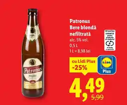 Lidl Patronus Bere blondǎ nefiltratǎ Ofertă