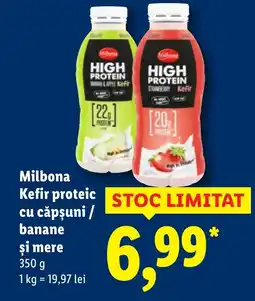 Lidl Milbona Kefir proteic cu căpşuni / banane şi mere Ofertă