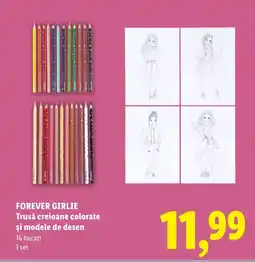 Lidl FOREVER GIRLIE Trusǎ creioane colorate şi modele de desen Ofertă