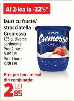 Carrefour Iaurt cu fructe/stracciatella Cremoso Ofertă