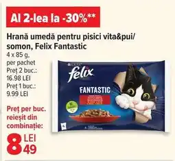 Carrefour Hrană umedă pentru pisici vita&pui/somon, Felix Fantastic Ofertă