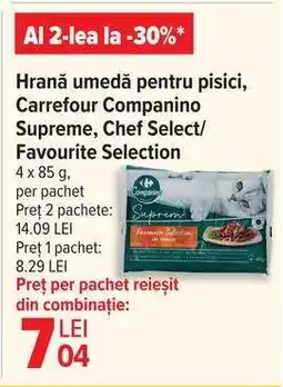Carrefour Hrană umedă pentru pisici, Carrefour Companino Supreme, Chef Select/Favourite Selection Ofertă