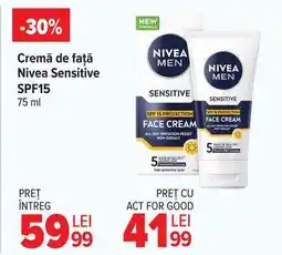 Carrefour Cremă de față Nivea Sensitive SPF15 Ofertă