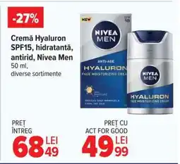 Carrefour Cremă Hyaluron SPF15, hidratantă, antirid, Nivea Men Ofertă
