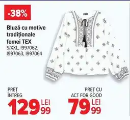 Carrefour Bluză cu motive tradiționale, femei, TEX Ofertă