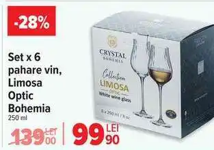 Carrefour Set x 6 pahare vin, Limosa Optic Bohemia Ofertă