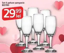Supeco Set 6 pahare şampanie BISTRO Ofertă