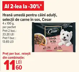 Carrefour Market Hrană umedă pentru câini adulți, selecții de carne în sos, Cesar Ofertă