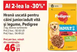 Carrefour Market Hrană uscată pentru câini junior/adult vită şi legume, Pedigree Ofertă