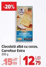 Carrefour Market Ciocolată albă cu cocos, Carrefour Extra Ofertă