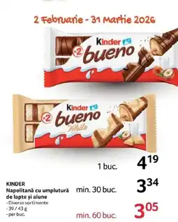 Selgros KINDER Napolitană cu umplutură de lapte şi alune Ofertă