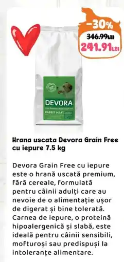 Animax Hrana uscata Devora Grain Free cu iepure Ofertă