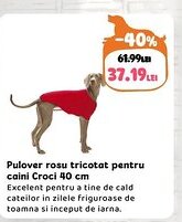 Animax Pulover rosu tricotat pentru caini Croci Ofertă