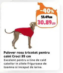 Animax Pulover rosu tricotat pentru caini Croci Ofertă