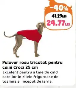 Animax Pulover rosu tricotat pentru caini Croci Ofertă