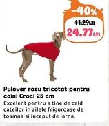 Animax Pulover rosu tricotat pentru caini Croci Ofertă