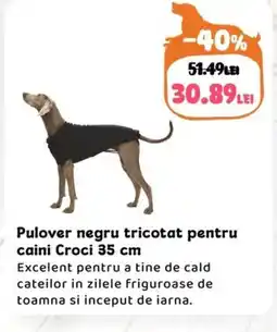 Animax Pulover negru tricotat pentru caini Croci 35 cm Ofertă