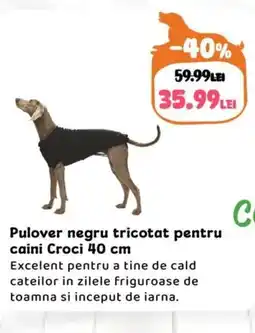 Animax Pulover negru tricotat pentru caini Croci 40 cm Ofertă