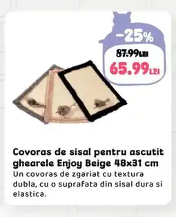 Animax Covoras de sisal pentru ascutit ghearele Enjoy Beige 48x31 cm Ofertă