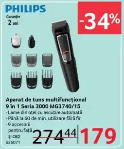 Selgros Aparat de tuns multifuncțional 9 în 1 Seria 3000 MG3740/15 Ofertă