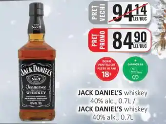 JACK DANIEL'S whiskey 40% alc.