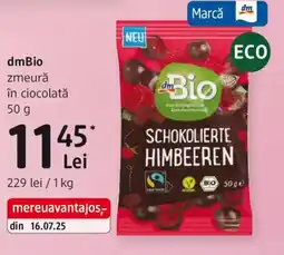 DM DmBio zmeură în ciocolată Ofertă