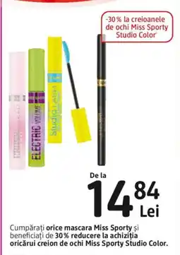 DM Cumpărați orice mascara Miss Sporty şi beneficiați de 30% reducere la achiziția oricărui creion de ochi Ofertă
