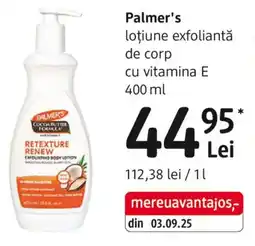 DM Palmer's loțiune exfoliantǎ de corp cu vitamina E Ofertă