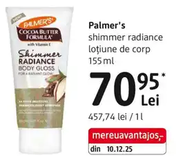 DM PALMER'S shimmer radiance loțiune de corp Ofertă