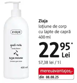 DM Ziaja loţiune de corp cu lapte de capră Ofertă