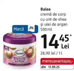 DM Balea cremă de corp cu unt de shea şi ulei de argan Ofertă