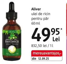 DM Aliver ulei de ricin pentru păr Ofertă