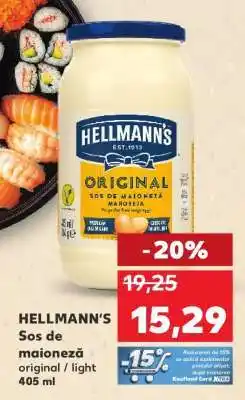 Kaufland HELLMANN’S Sos de maioneză original / light 405 ml Ofertă