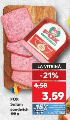 Kaufland FOX Salam sandwich 100 g Ofertă