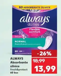 Kaufland ALWAYS Absorbante zilnice fresh&protect 60 buc Ofertă
