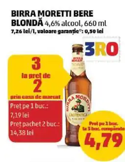 Penny BIRRA MORETTI Bere blondă Ofertă