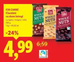 Lidl FIN CARRÉ Ciocolată cu alune întregi Ofertă