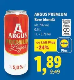 Lidl ARGUS PREMIUM Bere blondă Ofertă