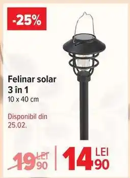Carrefour Felinar solar 3 în 1 Ofertă