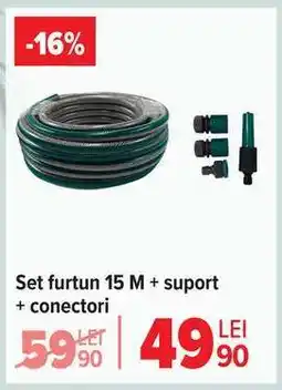 Carrefour Set furtun 15 M + suport + conectori Ofertă