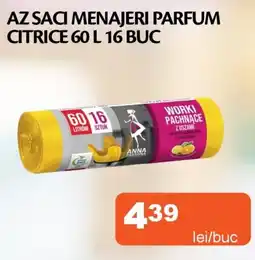 Unicarm Az saci menajeri parfum citrice 60 l 16 buc Ofertă