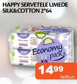 Unicarm Happy servetele umede silk&cotton 2*64 Ofertă