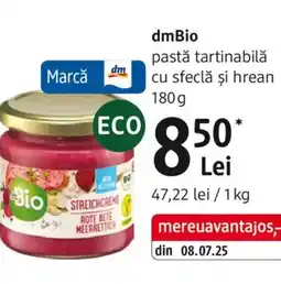 DM DmBio pastǎ tartinabilǎ cu sfeclă şi hrean Ofertă