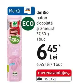 DM DmBio baton ciocolată şi zmeură Ofertă