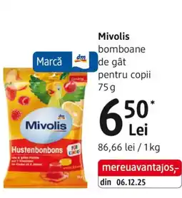 DM Mivolis bomboane de gât pentru copii Ofertă